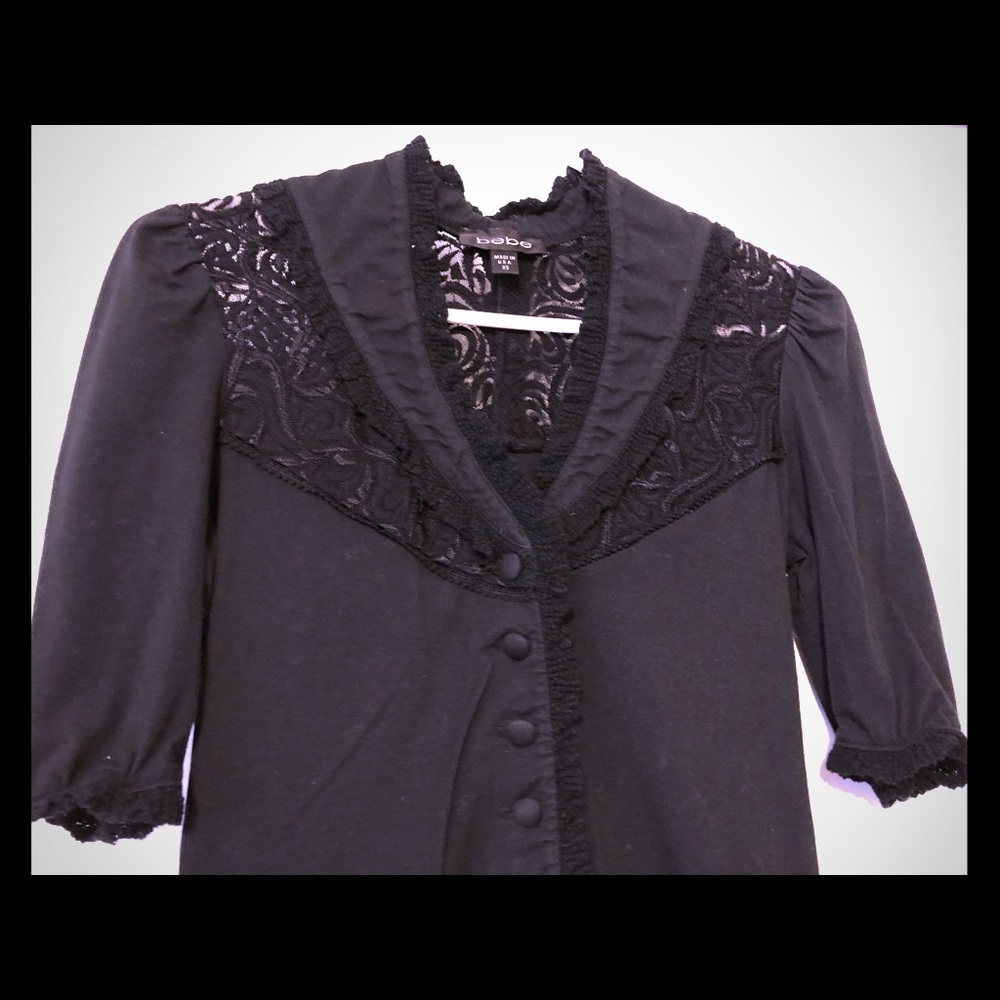 COPY - bebe Black Top with Lace detailing